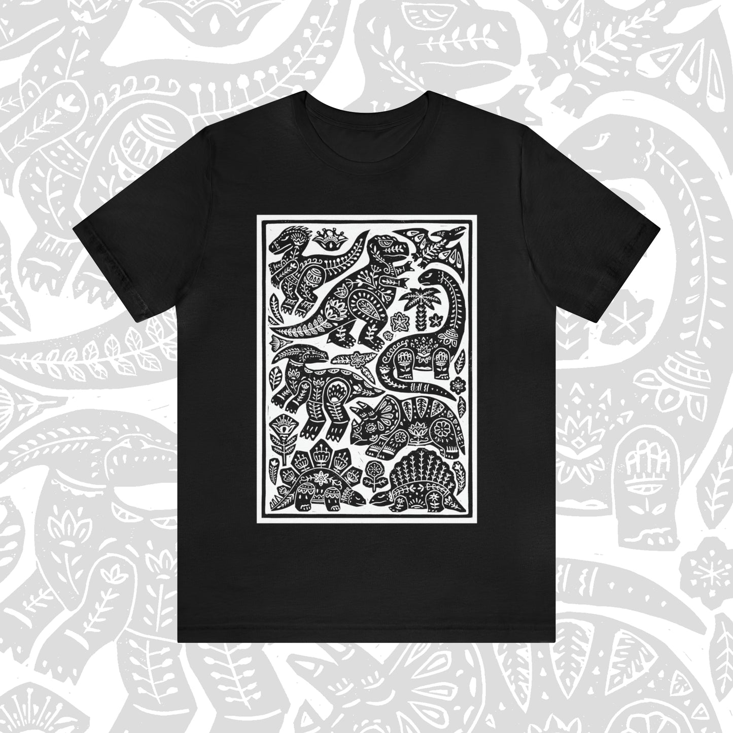 Folk Art Dinos Unisex Jersey Short Sleeve Tee