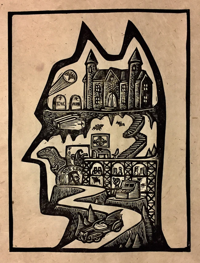 Wayne Manor Block Print