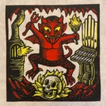 Dancing Devil Block Print