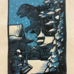 Godzilla In Winter Block Print